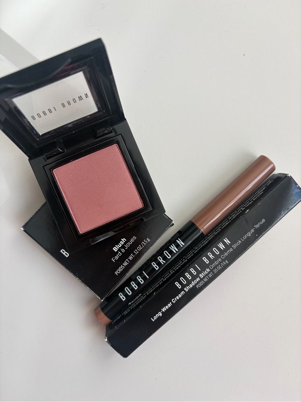 Bobbi Brown Slopes Matte Blush & Taupe Cream Shadow Stick -Lightly Swatched, New